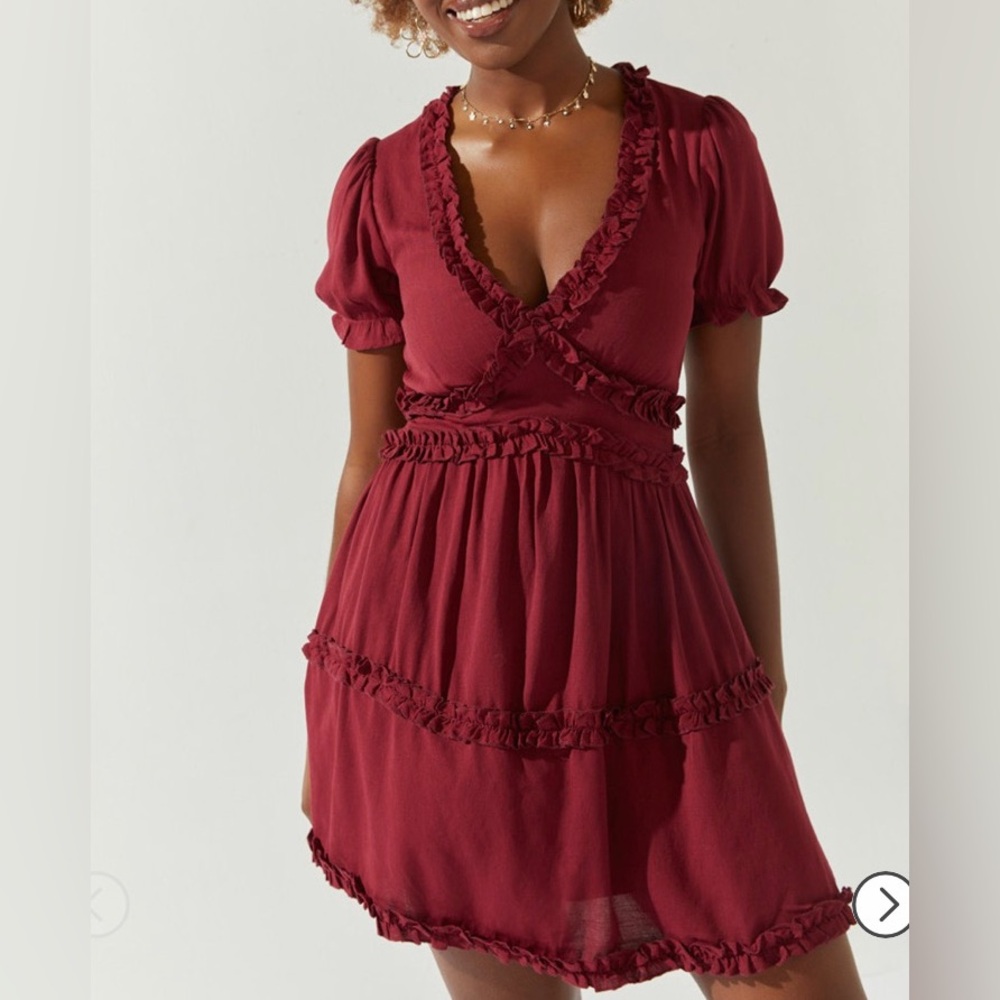 NWT Francesca’s Black Ruffle V-Neck Mini Dress
